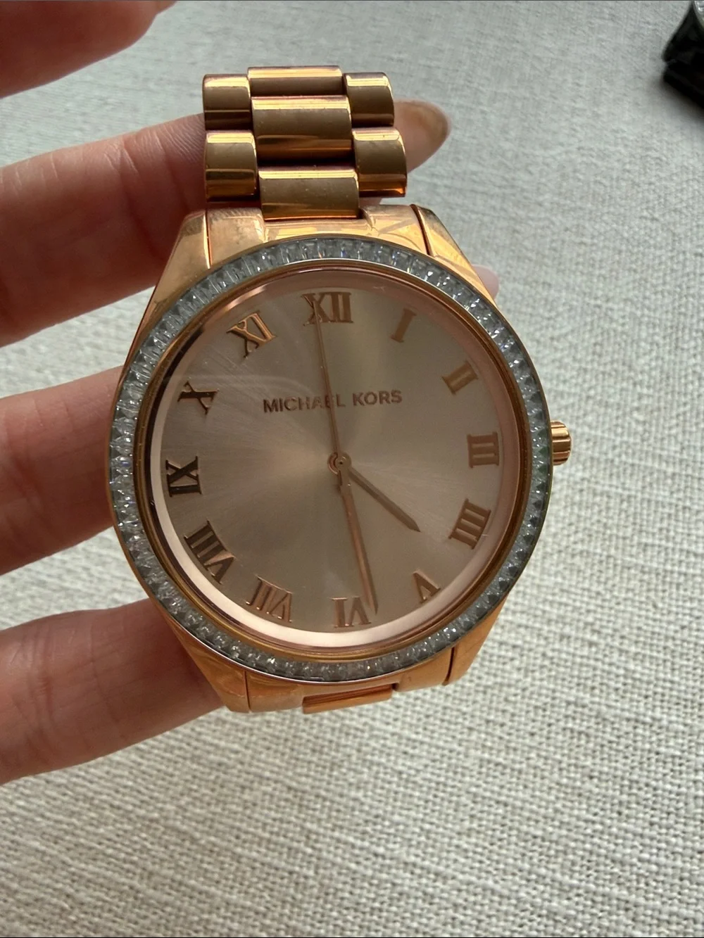 Michael Kors Rose Gold-tone Crystal Bezel Bracelet Watch